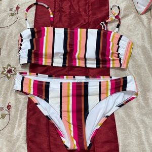 Women’s size large size XL Kona sol Multi striped bikini